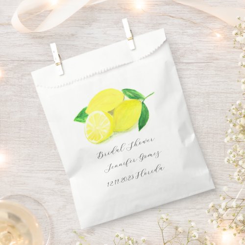 Lemons Yellow Fruit Citrus Watercolor Wedding Favor Bag