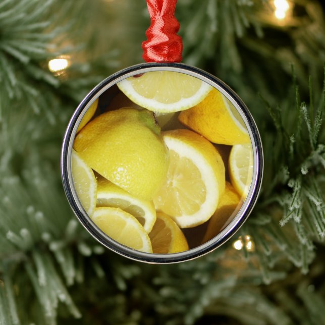 Lemons Yellow Metal Ornament (Tree)