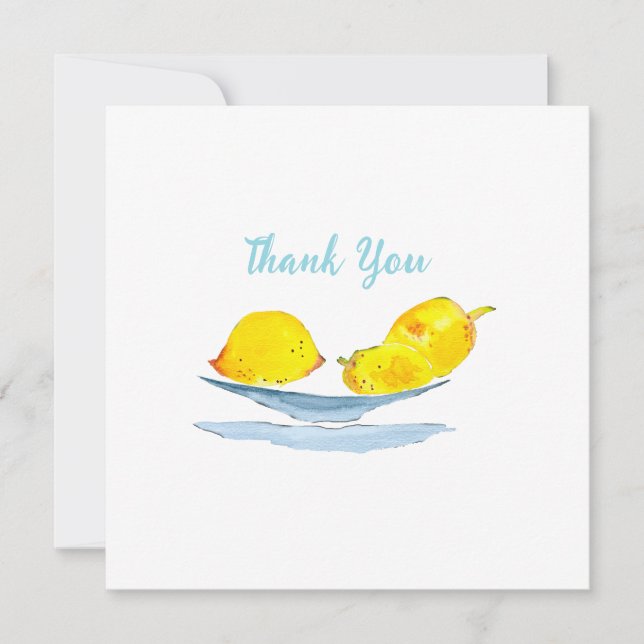 Lemons yellow watercolor art note card (Front)
