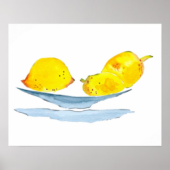 Lemons yellow watercolor art poster (Front)