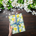 Lemons yellow white green summer pattern wrapping paper<br><div class="desc">Juicy,  delicious watercolored lemons in yellow,  green and white.  Perfect for summer birthday party,  bridal shower,  wedding.</div>