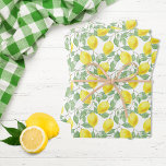 Lemons yellow white green summer pattern  wrapping paper sheets<br><div class="desc">Juicy,  delicious watercolored lemons in yellow,  green and white.  Perfect for your summer birthdays,  bridal showers and weddings.</div>