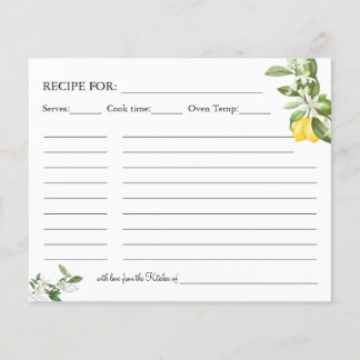 Lemony greenery Recipe card Flyer
