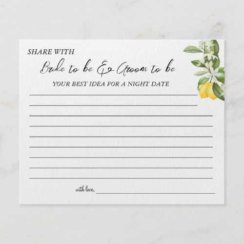Lemony greenery share a date night idea card flyer