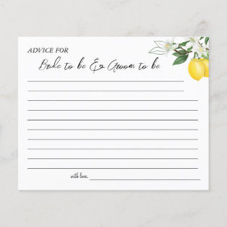Lemony greenery Wedding Advice card shower Flyer