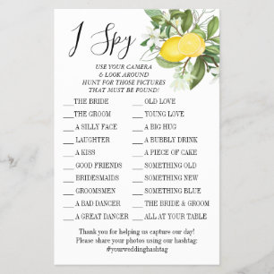 Lemony I spy wedding reception game card Flyer