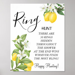 Lemony Ring Ring bridal shower game sign