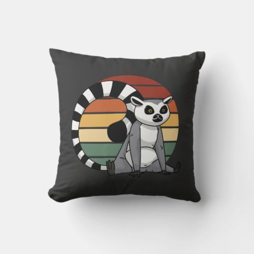 Lemur Animal Cute Lemur T_Shirt Throw Pillow