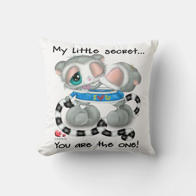 Lemur Couple Snuggle in Sweater Throw Pillow (Front)