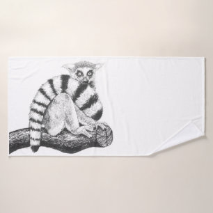 Lemur drawing bath towel set