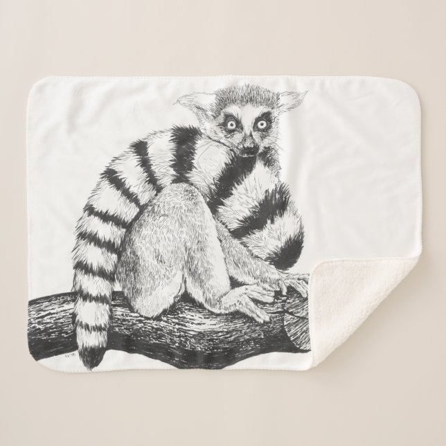 Lemur drawing sherpa blanket (Front (Horizontal))