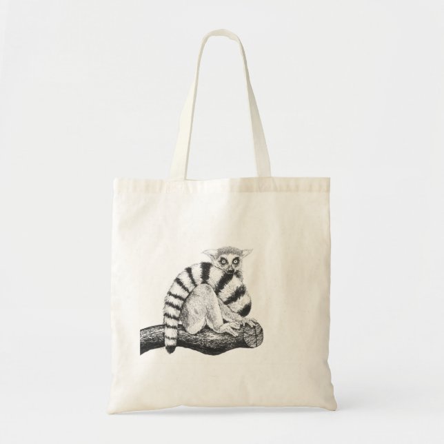 Lemur drawing tote bag