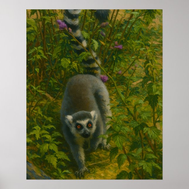 Lemur in Bloom – Ring-Tailed Explorer Poster (Front)