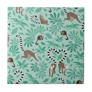 Lemur love mint leaves ceramic tile
