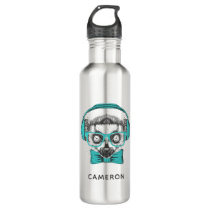 Lemur Music Lover Add Your Name Stainless Steel Water Bottle