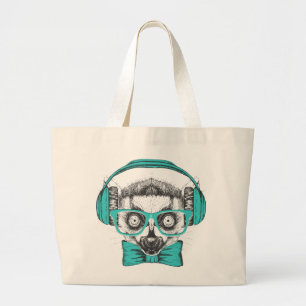 Lemur   Music Lover Large Tote Bag