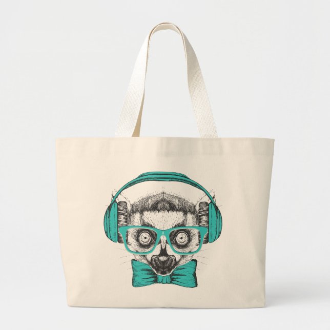 Lemur | Music Lover Large Tote Bag (Front)