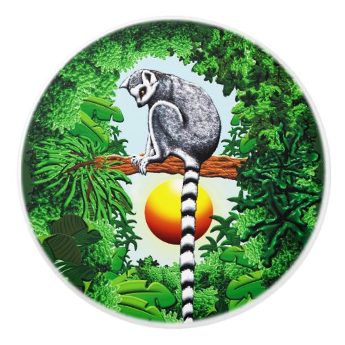 Lemur of Madagascar Ceramic Knob
