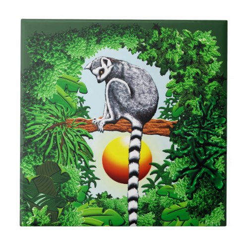 Lemur of Madagascar Ceramic Tile