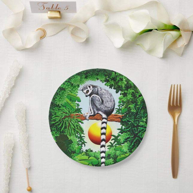Lemur of Madagascar Paper Plates (Wedding)