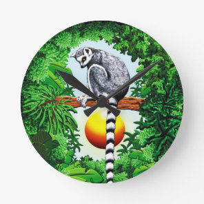 Lemur of Madagascar Round Clock