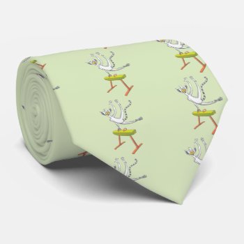 Lemur Performing On A Pommel Horse Tie by ZoocoDrawingLounge at Zazzle