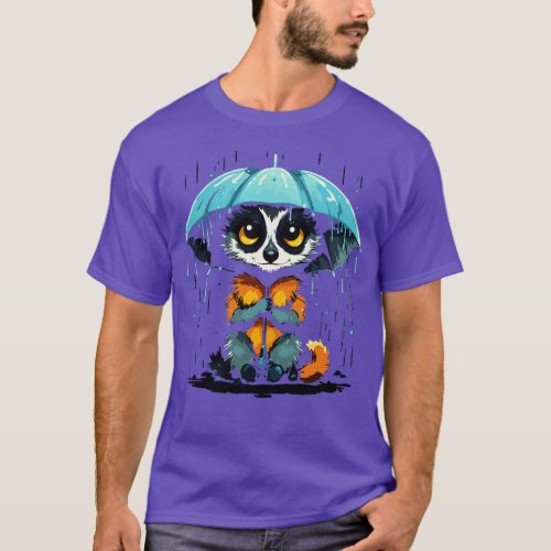 Lemur Rainy Day With Umbrella T_Shirt