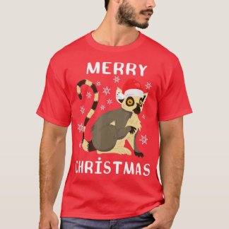 Lemur Santa Merry Christmas Lemur Lover Cute Anima T-Shirt