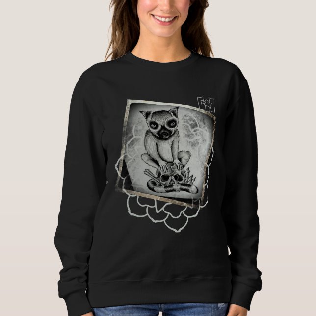 Lemur Skull with Yoga Flower  WRYD Actual Artwork Sweatshirt (Front)