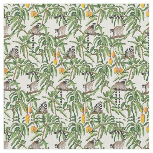 lemurs and branches mango seamless pattern   fabric