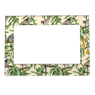 lemurs and branches mango seamless pattern magnetic frame