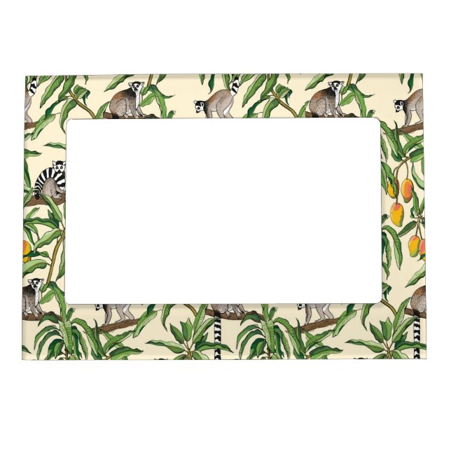 lemurs and branches mango seamless pattern   magnetic frame (Front)