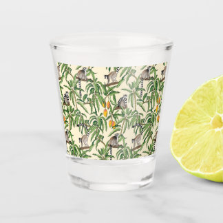 lemurs and branches mango seamless pattern shot glass