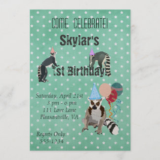 Lemurs Birthday Star Invitation