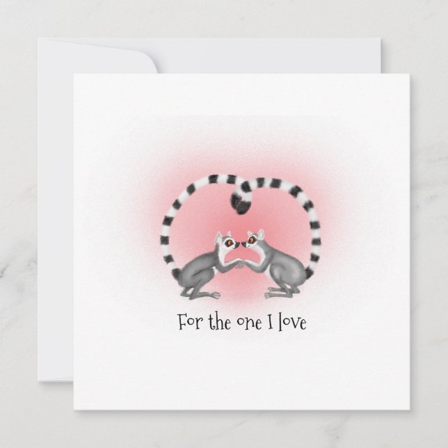 Lemurs in love cute Valentine's flat square card (Front)