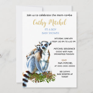 Lemurs Its A Boy Baby Shower Invitation