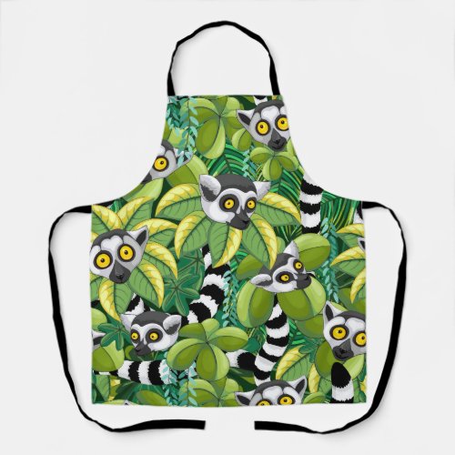 Lemurs of Madagascar in Exotic Jungle Apron