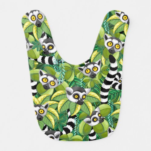 Lemurs of Madagascar in Exotic Jungle Baby Bib