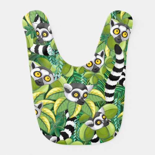 Lemurs of Madagascar in Exotic Jungle Baby Bib