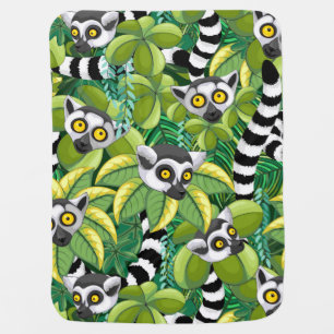 Lemurs of Madagascar in Exotic Jungle Baby Blanket