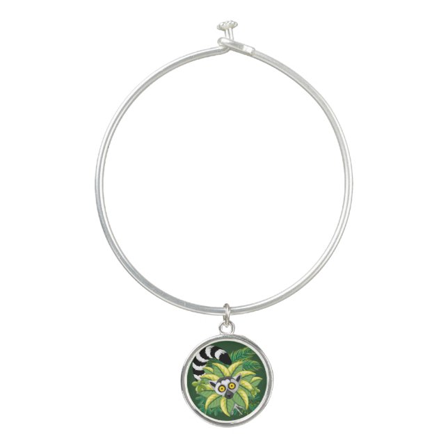 Lemurs of Madagascar in Exotic Jungle Bangle Bracelet (Front)