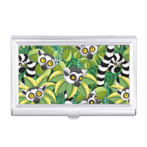 Lemurs of Madagascar in Exotic Jungle Business Card Case