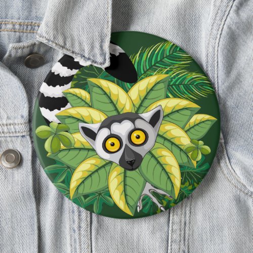 Lemurs of Madagascar in Exotic Jungle Button
