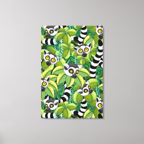 Lemurs of Madagascar in Exotic Jungle Canvas Print