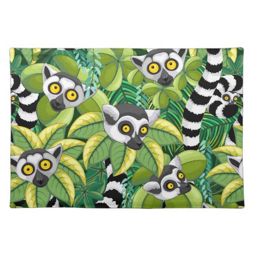 Lemurs of Madagascar in Exotic Jungle Cloth Placemat