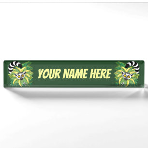 Lemurs of Madagascar in Exotic Jungle Desk Name Plate