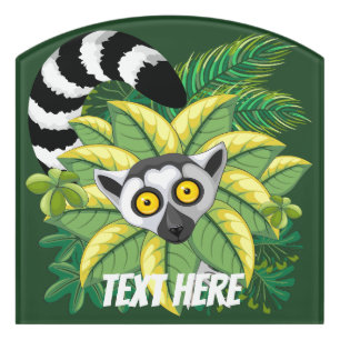 Lemurs of Madagascar in Exotic Jungle  Door Sign