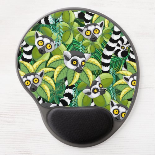 Lemurs of Madagascar in Exotic Jungle Gel Mouse Pad