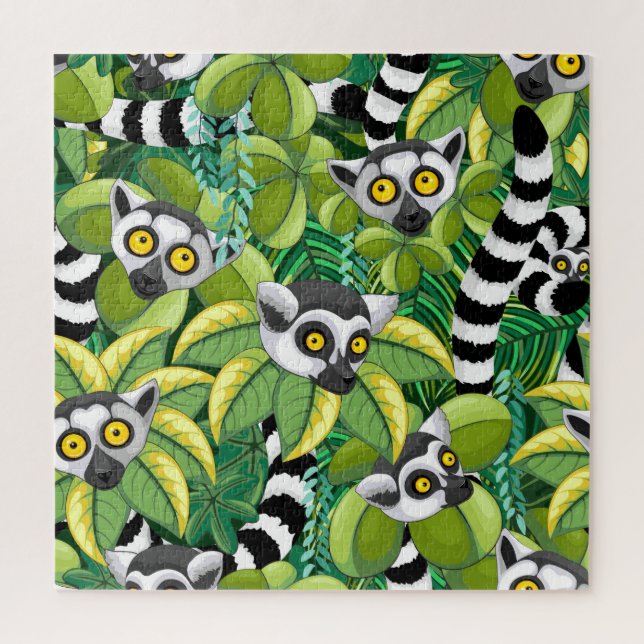 Lemurs of Madagascar in Exotic Jungle Jigsaw Puzzle (Vertical)
