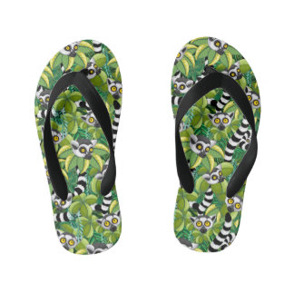 Lemurs of Madagascar in Exotic Jungle Kid's Flip Flops